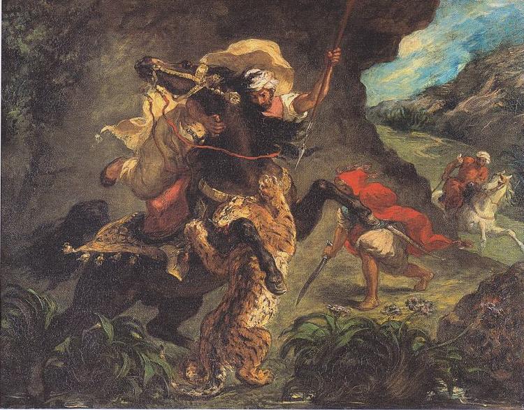 Eugene Delacroix Tiger Hunt Sweden oil painting art